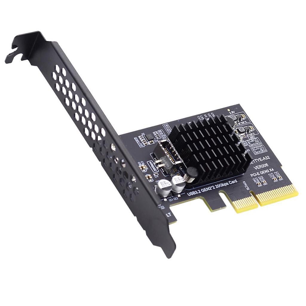 20Gbps USB Gen2 IDC Front Panel Socket to 4X Express Card Adapter for ASM3242 Chipset Desktop Motherboards 3.2 Type-E PCI-E