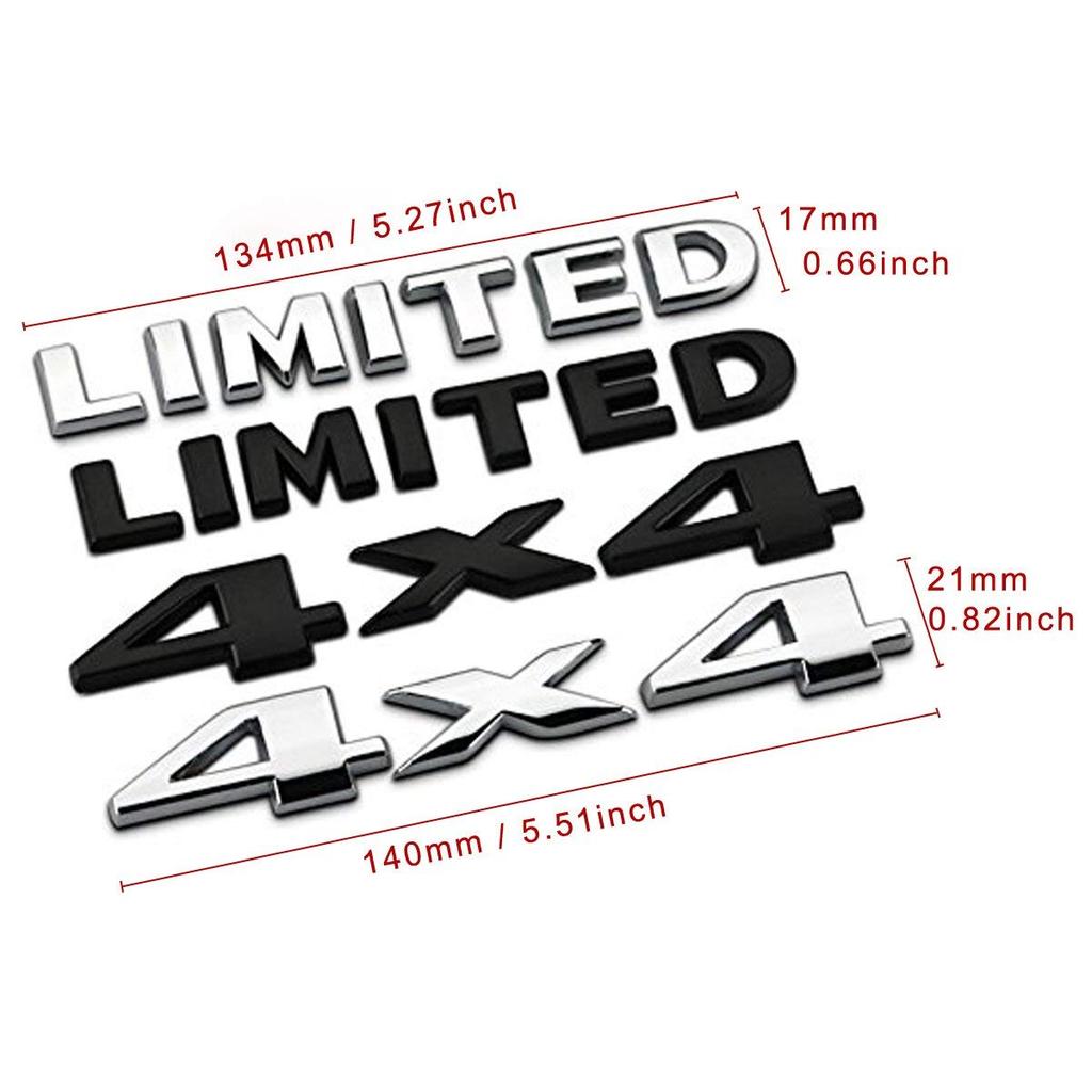 Dsycar 3D Nálepka Chromové Logo 4 X 4 Znak Logo Nálepka Štítek Odznak Dekorace pro Jeep Grand Cherokee Wrangler Compass Černá "LIMITED" C0622#Černá