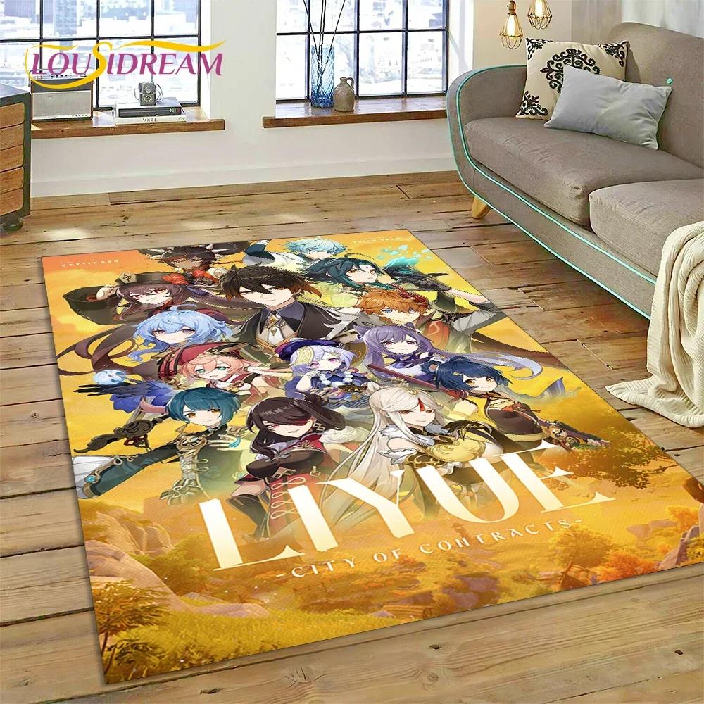 Latest Genshin Impact Cartoon Game Carpet Rug for Bedroom Living Room Home Sofa Decoration,Children Game Large Decor Floor Mat