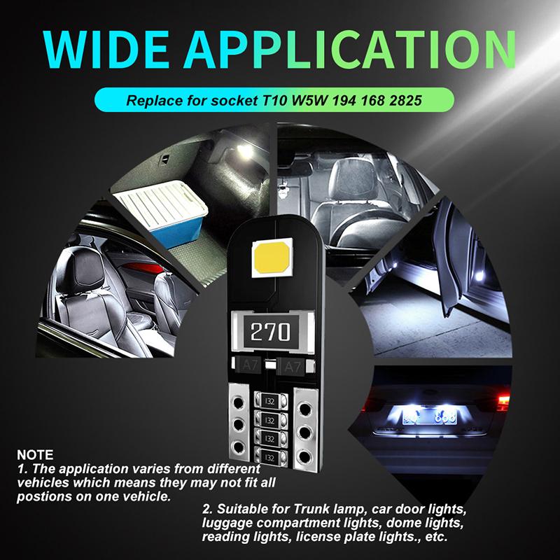 10Pcs W5W T10 Led Canbus No Error Bulb Car Interior Light 194 Led Signal Lamp For Car Light Reading Light Signal Lamp