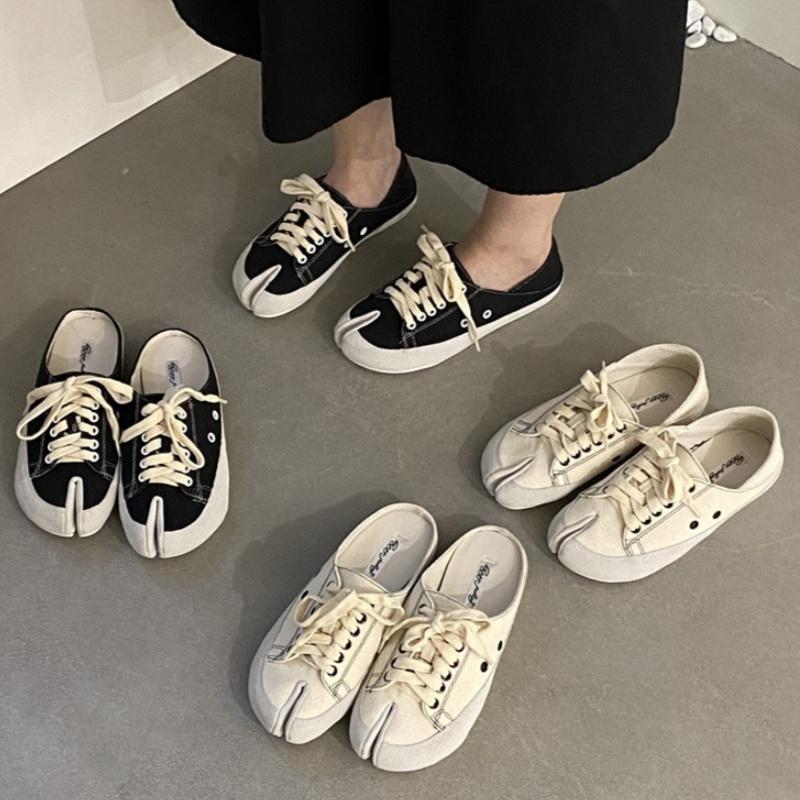 Fashion Ladies Canvas Mule Slippers 2025 New Unisex Split Toe Flats Shoes Spring Autumn Designer Fashion Style Casual Women Sneakers
