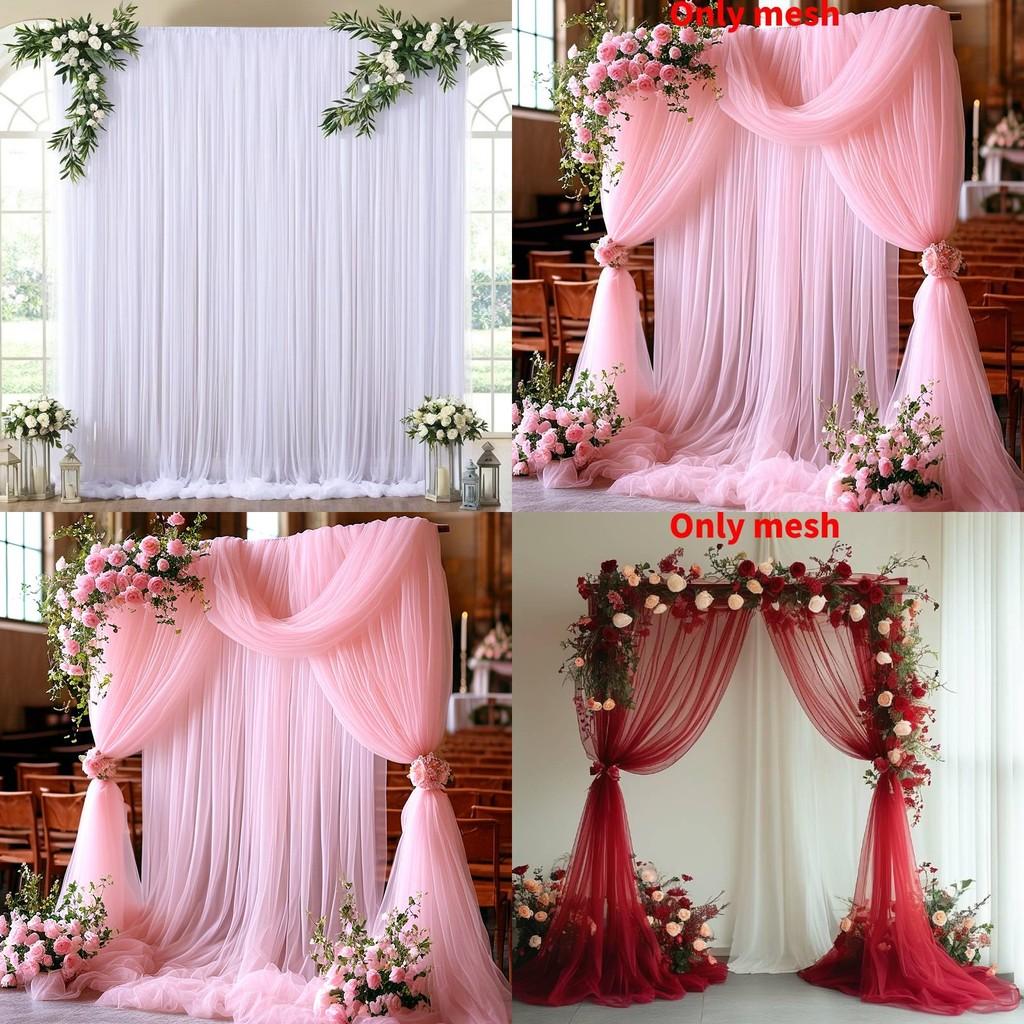Outdoor Wedding Decor Fabric Bridal Arch Backdrop With Polyester Tulle For Party Event