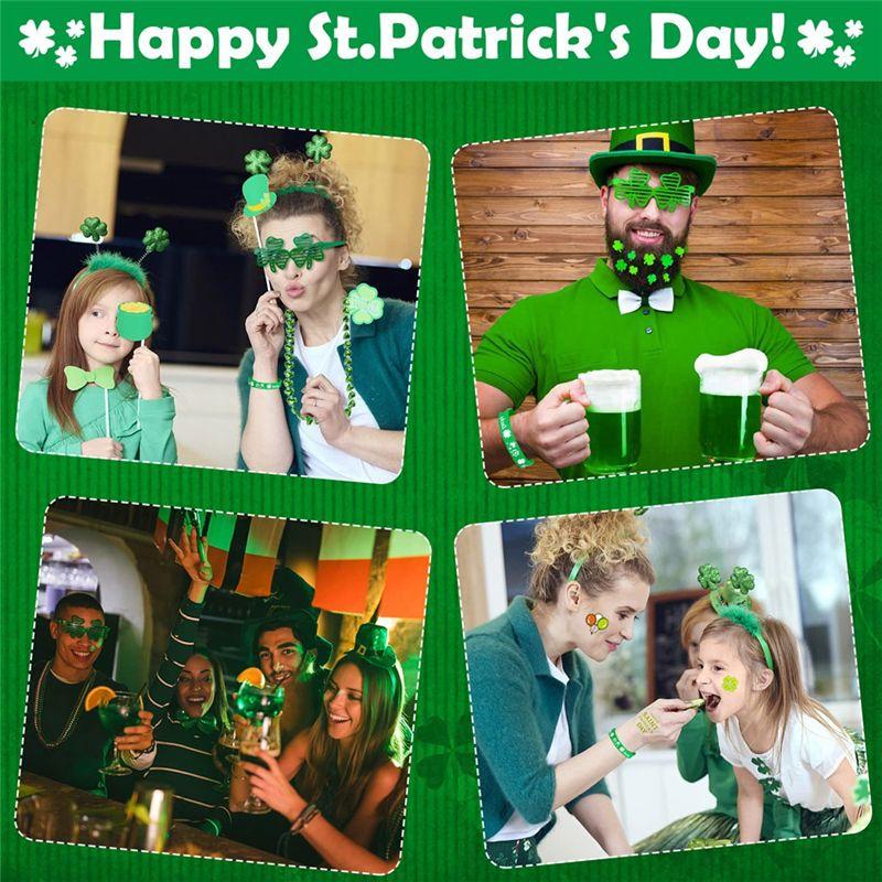 A20F-St. Patrick's Day Costume Accessories Set For Shamrock Socks Gloves Glasses Stickers Cosplay For Party Decoration