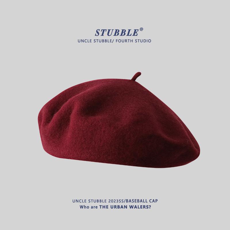 Women's Artistic Retro Wool Beret - Solid Color Autumn/Winter Hat