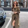 French Women's Drapey Mid-Length Trench Coat - Spring/Autumn, Waist-Cinching, Fashionable.