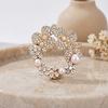 Vintage Style Jewelry Rhinestone Wreath Brooch, Flower Garland Lapel Pin with Faux Pearls, Women Clothing Accessory for Dress Coats Jackets