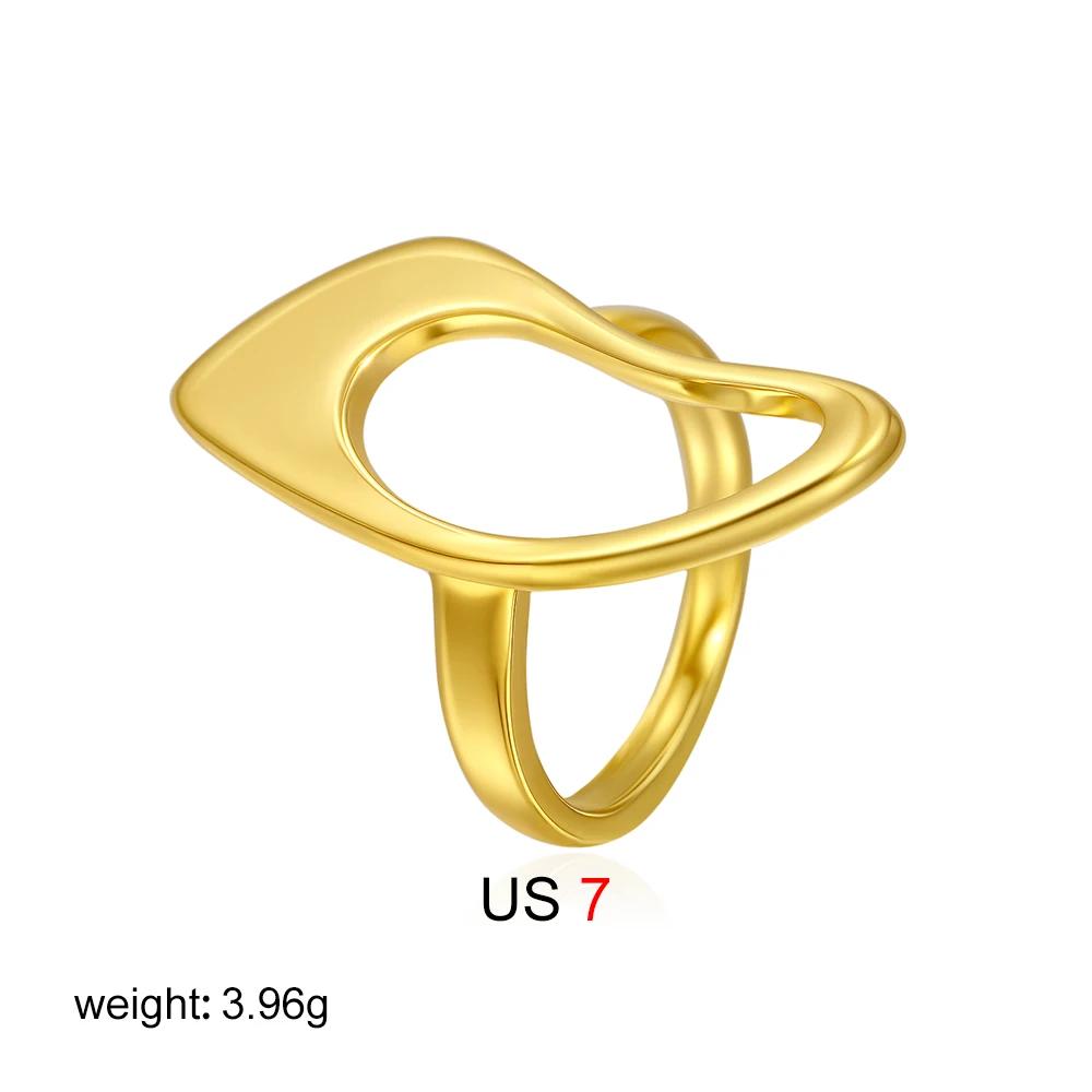 Stainless Steel Hollow Out Geometric Irregular Gold Color Rings Creative Statement Finger Ring Jewelry Accessories Dropshipping