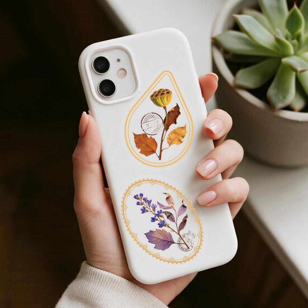 50Pcs/Set Retro Flower Stamps Series 02 PET Stickers Waterproof DIY Fashion Doodle Decals Stickers