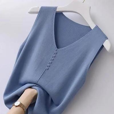 Sommer Damen Große Größe ärmellose Eis Seide Camisole lose V-Ausschnitt kurze Bottoming Shirt Top Weste