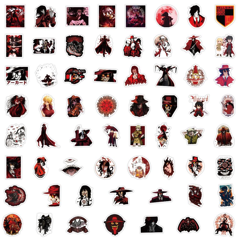 60 New Hellsing Anime Doodle Stickers Decorate Notebook Suitcase Cartoon Stickers