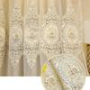 Cortinas opacas europeas de doble capa, cortinas de hilo para sala de estar, dormitorio, apagón, barra de cortina bordada en relieve de lujo