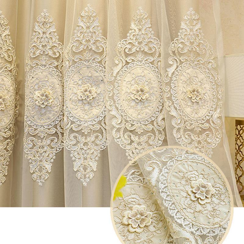 Cortinas Blackout Cortinas Europeias de Camada Dupla Fio Sala de Estar Quarto Blackout Luxo Bordado em Relevo Varão de Cortina