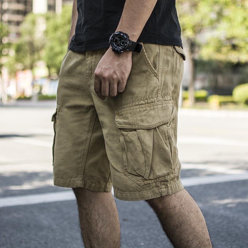 2025 Summer Men's Multi-Pocket Cargo Shorts - Trendy Japanese Style, Versatile Mid-Length Casual Outerwear