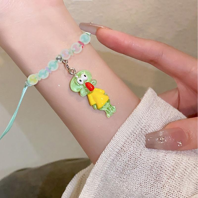 Adjustable Acrylic Cartoon Character Pendant Bracelet Braided Rope Bracelet Jewelry Friendship Bracelets for Girls Women