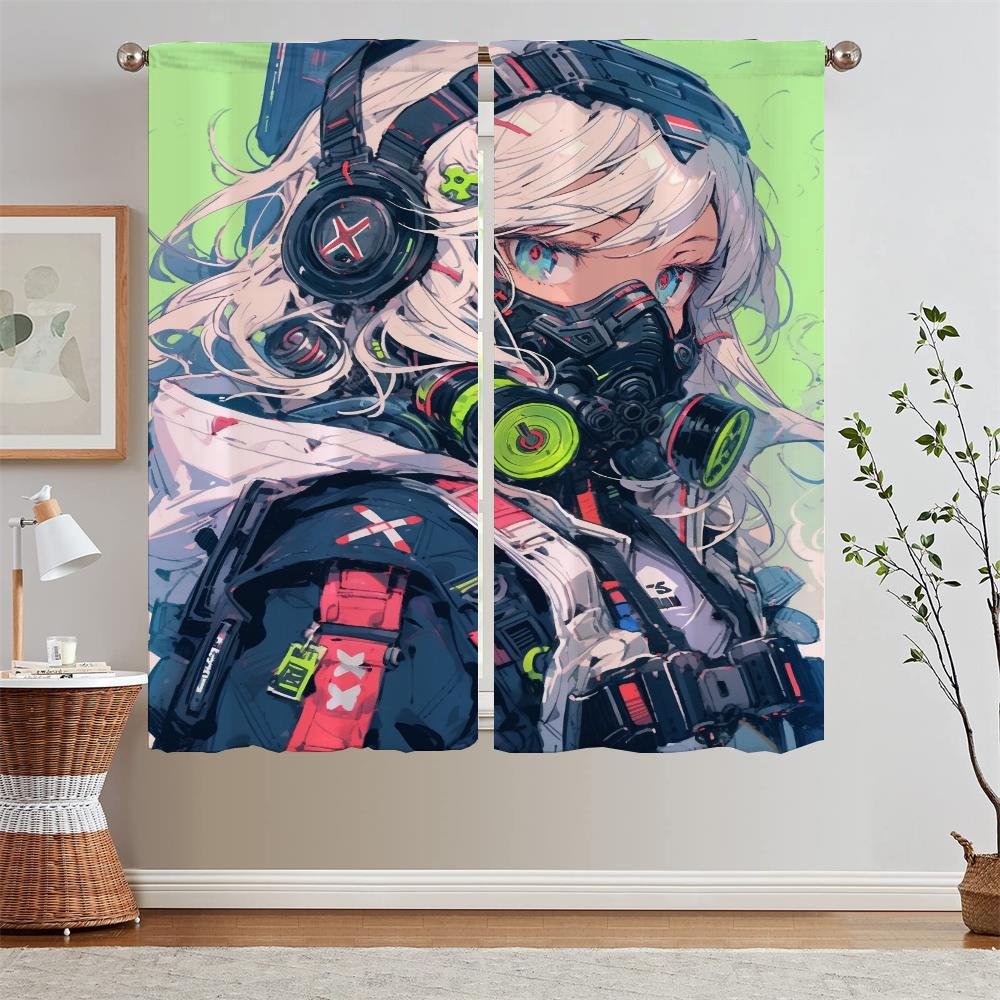 

Шторы Mech Maiden Blackout для гостиной, короткие оконные шторы, карнизы для штор, тюль для перегородок, кухонные завитки W50xH70cmx2pcs-CL