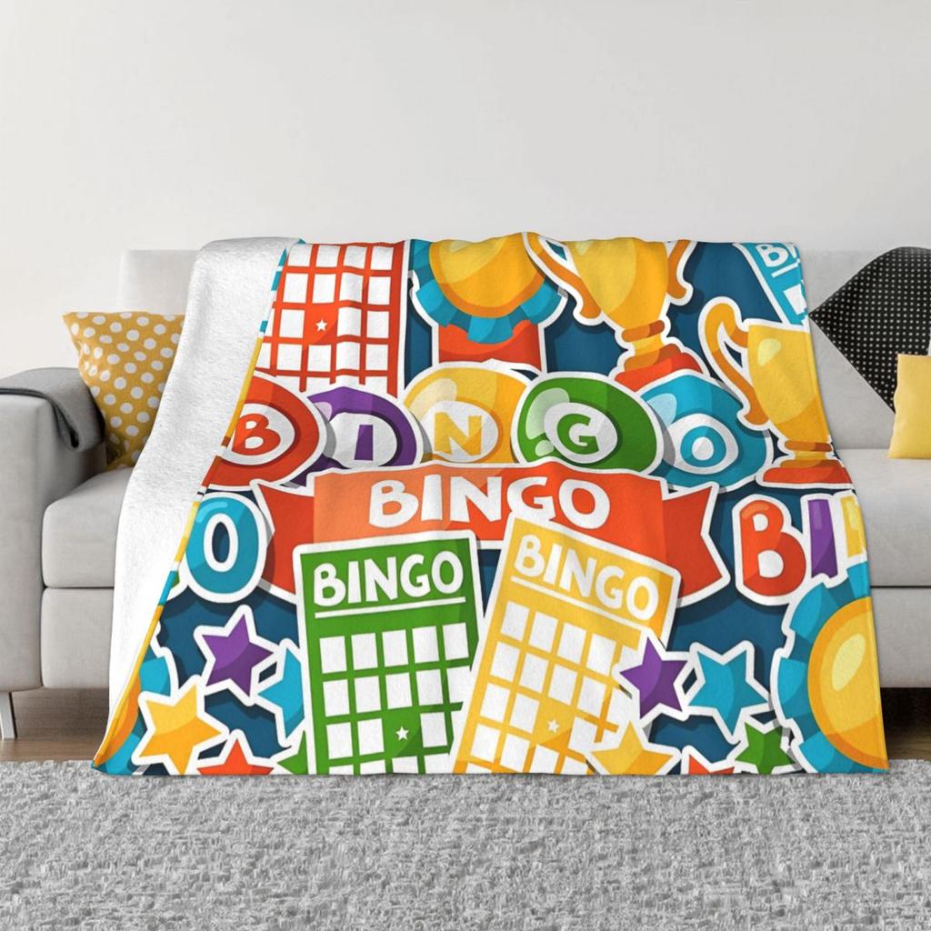 Coperte Divertenti per Gioco del Bingo Stampa in Pile Traspiranti Leggere Coperte da Lancio per Letto Copriletto da Esterno