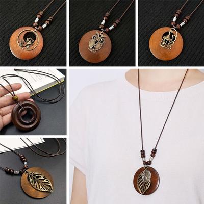Hals-Accessoires Vintage Leder Lanyard Halskette Kleidung Anhänger Pullover Kette Pullover Halskette