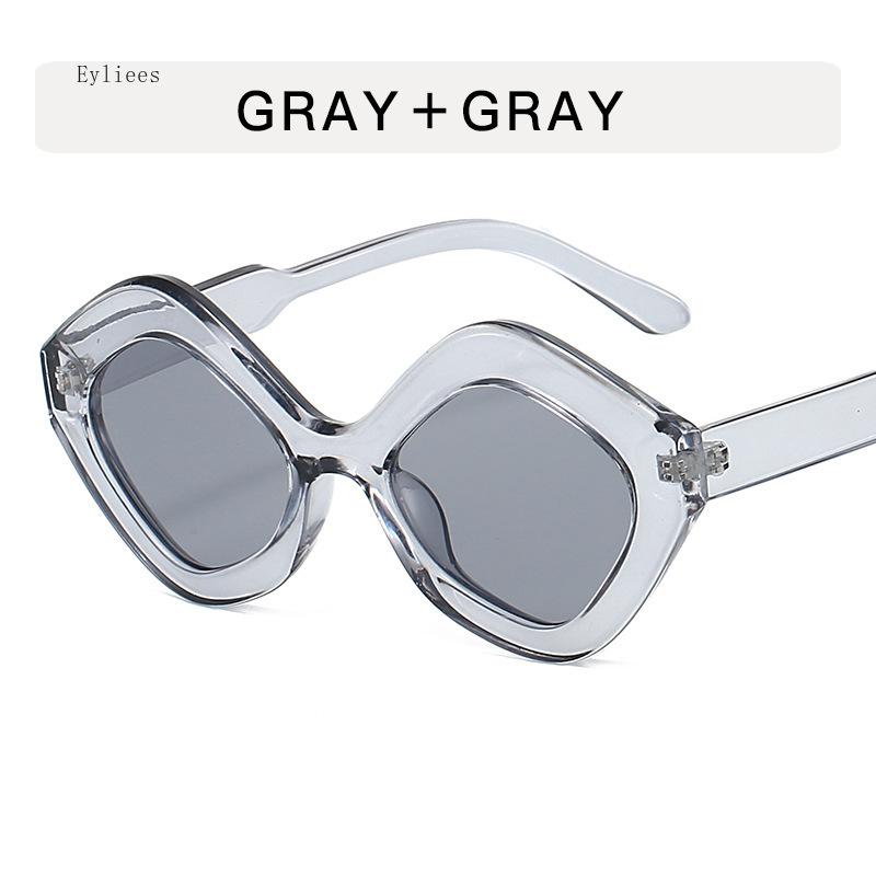 Retro Irregular Polygon Cat Eye Sunglasses Women Shades Uv400 Fashion Trending Green Pink Men Sun Glasses