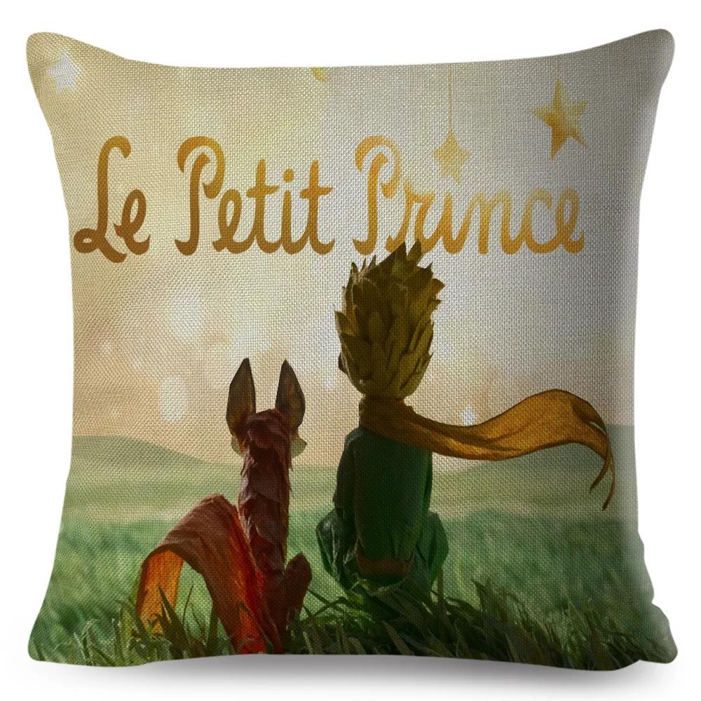 Little Prince Pillow Case Decor Cartoon France Anime Print Cushion Cover for Sofa Home Children Room Linen Throw Pillowcase