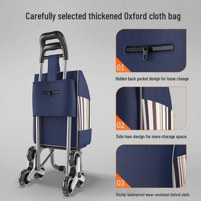 Carrito de compras plegable ligero: Carro Portátil para Comestibles, Verduras y Artículos del Hogar; Ideal para uso de personas mayores.