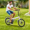 20In White Iron T-shaped 7-speed Seat Height Adjustable Folding Bicycle, City Bicycle with Disc Brake for Traveling & Exercising