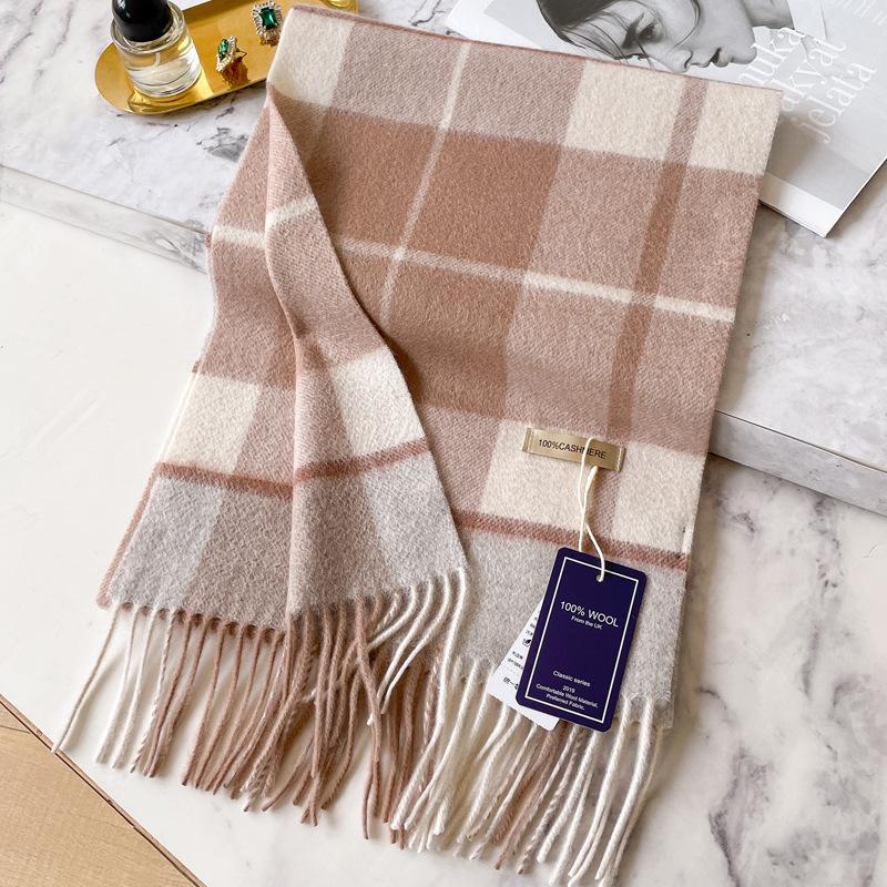 Cashmere scarf women's winter water ripple plaid thickened warm couple scarf for boyfriend