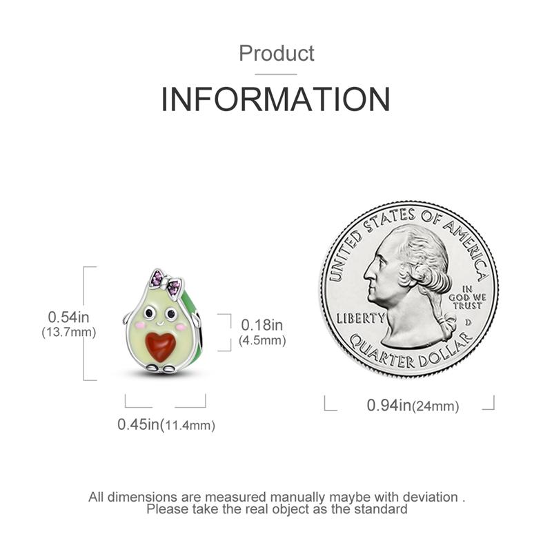 Original Charms Copper Creative Avocado Girl Fruit Beads Fit Charms Plata Bracelets For Women Women Jewelry Making Diy