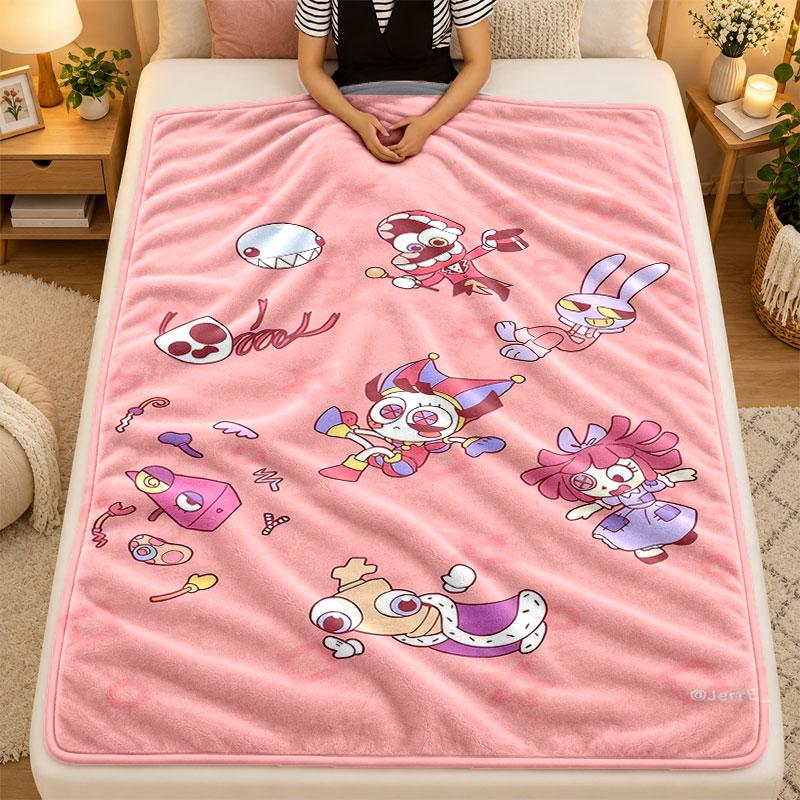 Flannel BlanketThe Amazing Digital Circus Warm Soft Throw Blanket for Indoor Sofa Bed Living Room Use