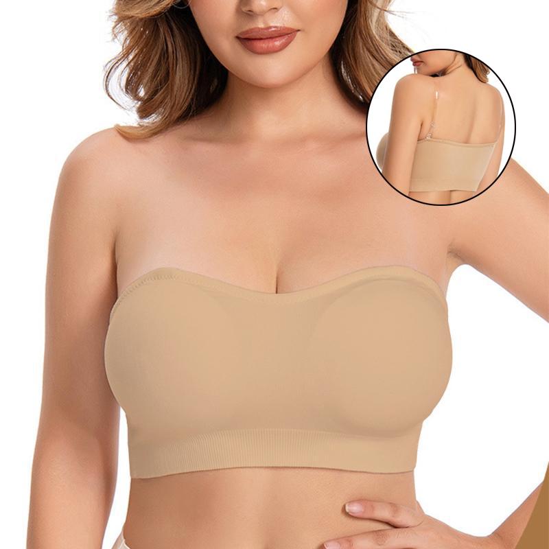 Plus Size Non-slip Silicone Gathered Off-shoulder Bra for Women Cross-border Underwear Strapless Tube Top Without Steel Ring