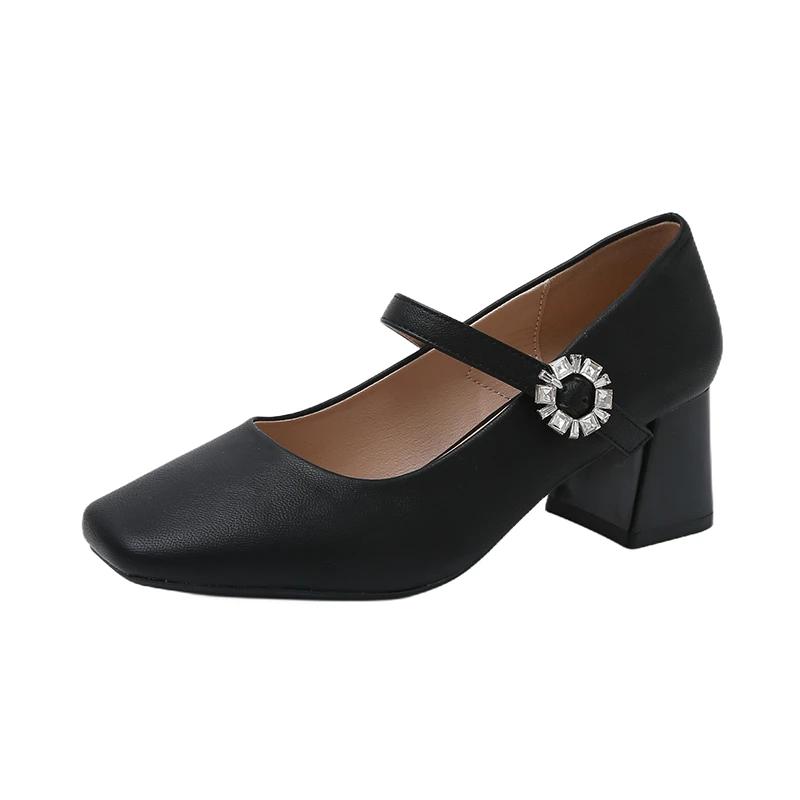 

Мода 2025 Лето Женские Туфли на Высоком Каблуке Лаконичные Винно-Красные Офисные Лодочки Женские Металлическая Пряжка Ремешок Высокий Каблук Леди Милые Туфли Мэри Джейн 40 чёрный