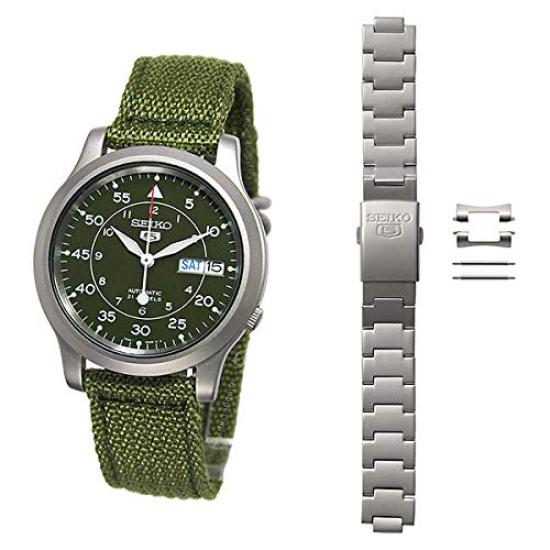 

5 SNK805K2 і Seiko 5 Оригінальний військовий металевий ремінь і 2 шпильки для ременя [Набір продукту] [Seiko Import] [Реімпортований товар] 3 предмети