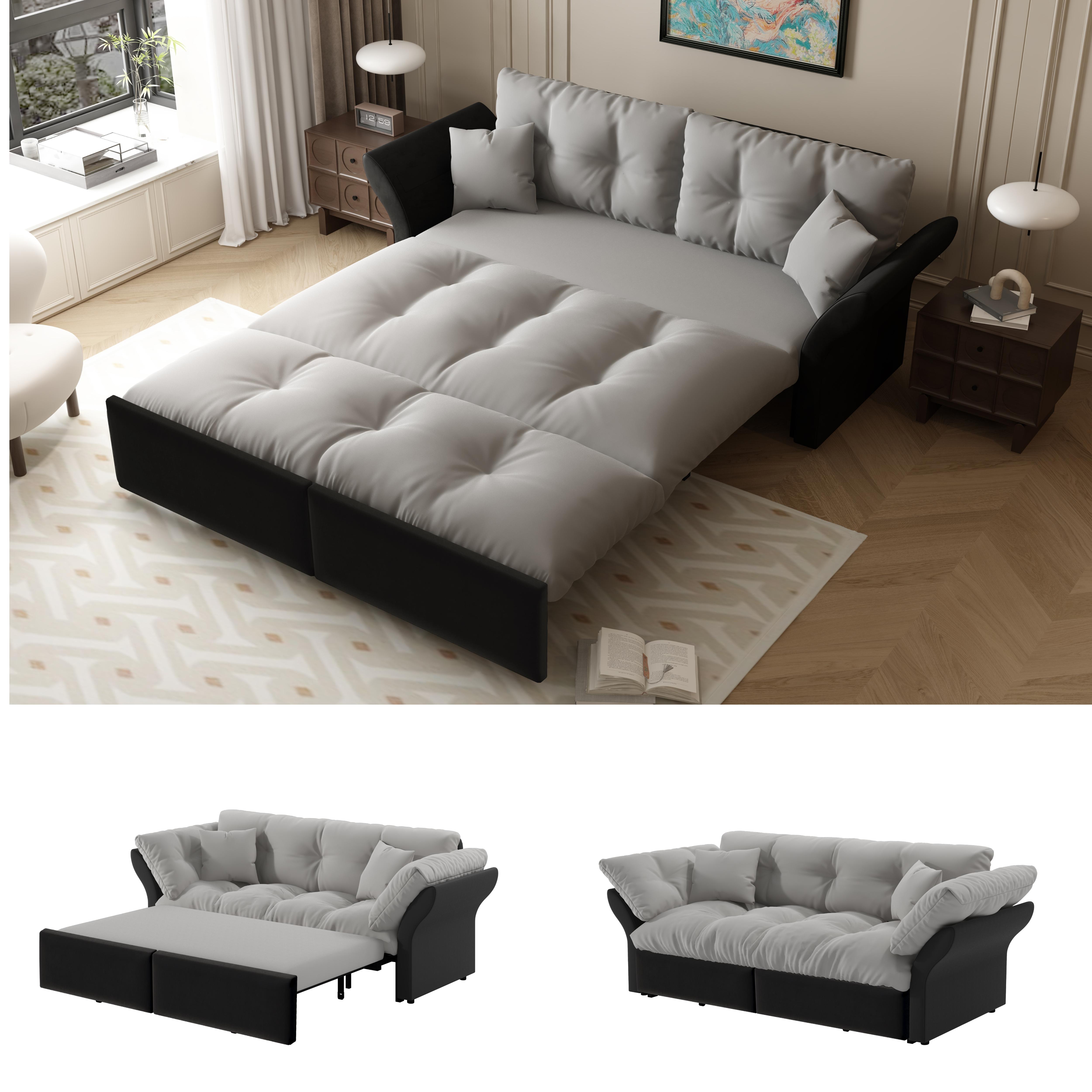 190 cm Queen-Size Pull-Out Sofa, 3-in-1