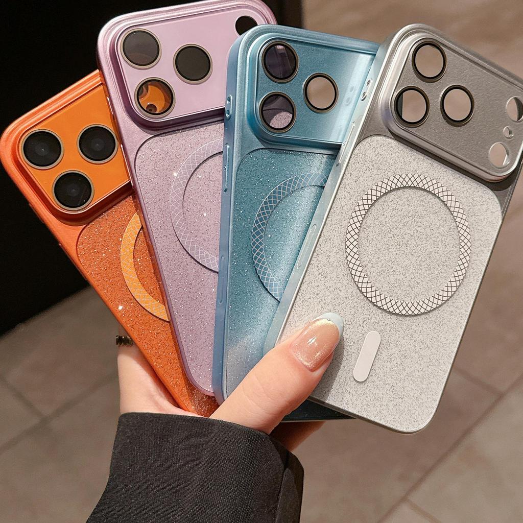 Apple 17 Pro Max Glitter Mesh Magnetic Lens Protector & iPhone 16 Drop Protection Case