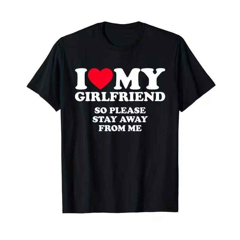 Ich liebe meine Freundin Neutrales Grafik-T-Shirt Paarbeziehung Passender Stil Lässig Locker Reise Tägliche Mode Streetwear