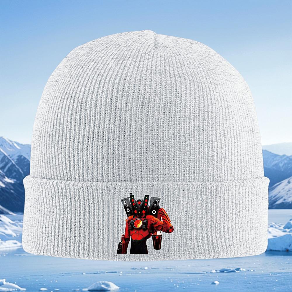 Redclad robotic figure holding lantern Men Women Unisex Knitted Hat Beanie Pullover Cap Winter Thermal Warm Christmas Outdoor C