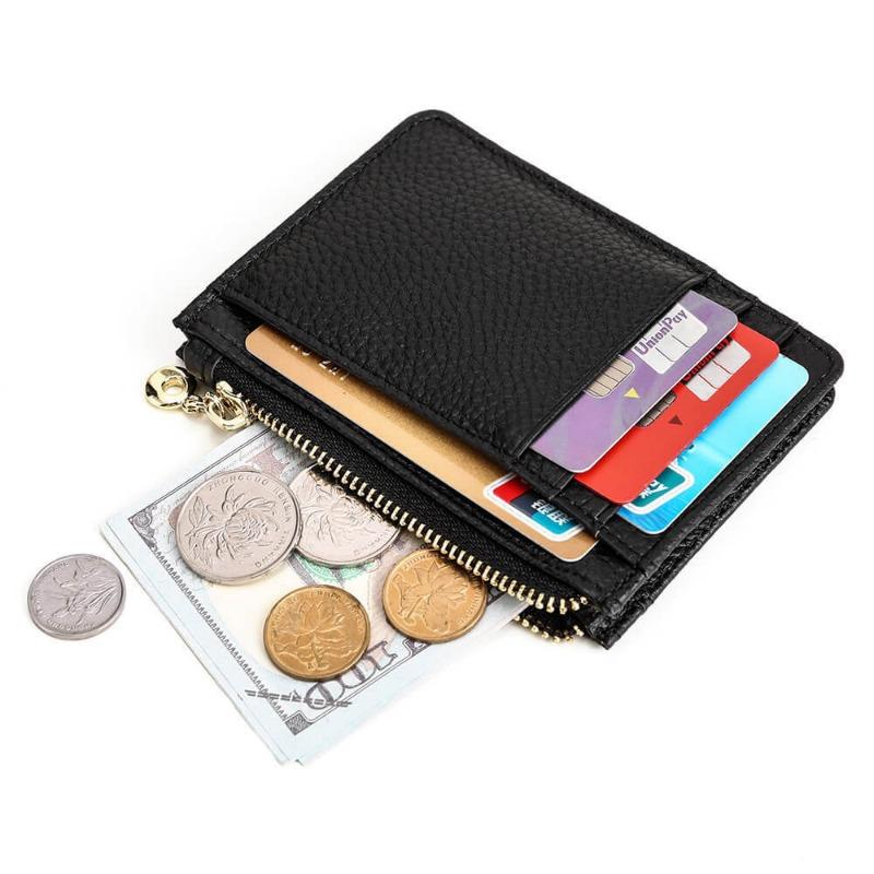 

RFID кошелек для мелочи, кошелек для карт на молнии из натуральной коровьей кожи с рисунком личи, мульти-картхолдер