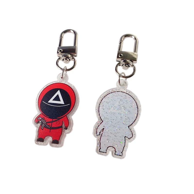 Game Squid Keychain Guard Replica Doll Dalgona Cookies Figure Key Pendant Ring