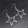 Mode Einfache Design Silber Farbe Hohl Stern Anhänger Ohrringe Frauen Vintage Tropfen Ohrringe