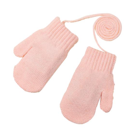 Kids Winter Gloves Warm Thickened Full Finger Mittens Knitted Gloves with Rope for Boys