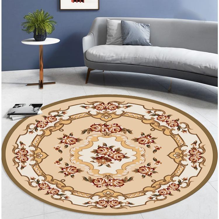 WTEMPO Round Ethnic Style Carpet Full Shop Washable Living Room Carpet Foldable Floor Mat