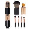6-in-1 Retractable Makeup Brush Set Portable -Shaped Storage Kit with Retractable Blush Brush Hidden Angled Foundation Brush