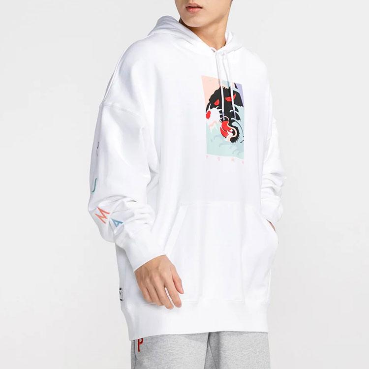 Puma Cartoon Letter Print Hoodie Men Tops White 578902-02