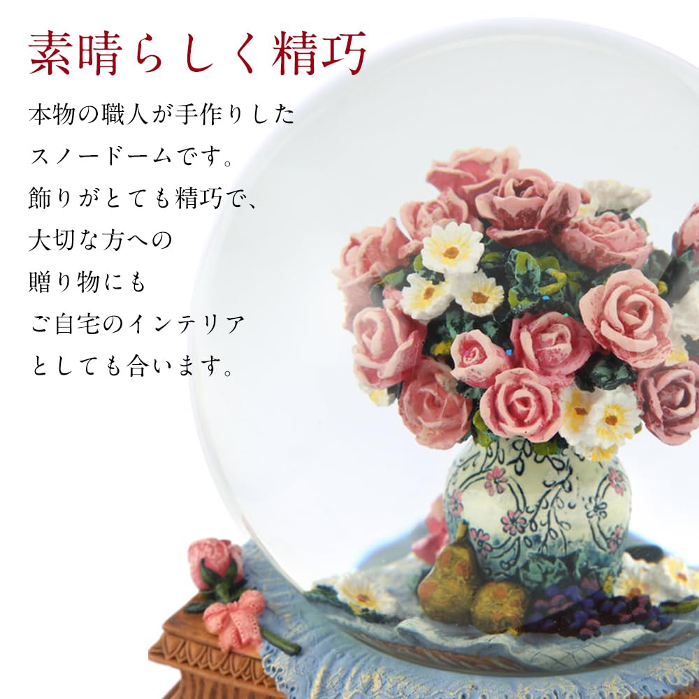 Luxury Snow Globe Gift Rose Flower Ring Case JARLL FG1405 Music Box Rotating Snow Globe Snow Dome Flower Language Ornament Day Wedding Celebration