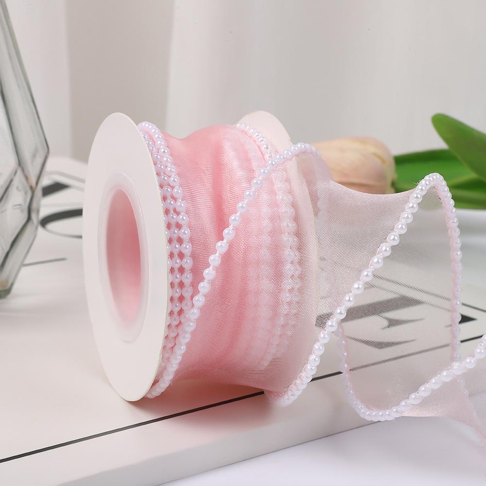 4cm Pearl Fishtail Silk Ribbon for Bouquet & Cake Decoration