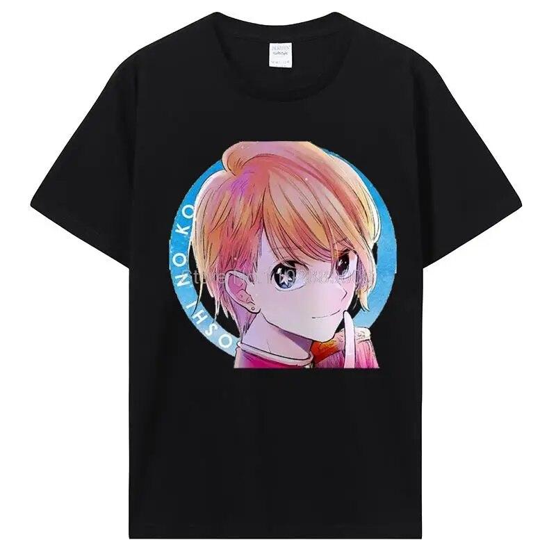 Oshi No Ko Япония Аниме Футболка Симпатичная футболка Ai Ruby And Aqua Женская хлопковая футболка унисекс Футболка Kawaii Повседневные футболки Harajuku Уличная одежда L