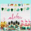 Adorable Hawaiian Theme Flamingo And Dinosaur Paper Garland For Children's Festivities