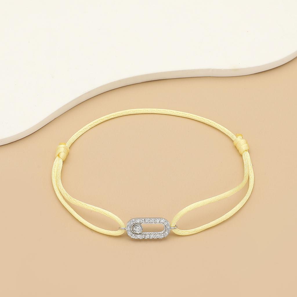 New Simple Fashion Women's Can be moved Round Zircon Rope Bracelet Lace up Chain Adjustable Rope Bracelet jewelry accessory