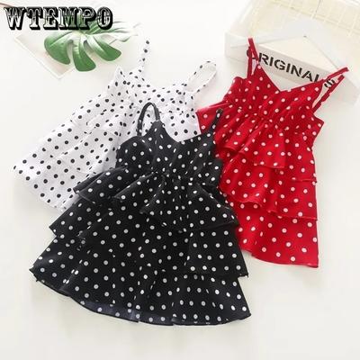 HE Hello Enjoy Girls Dresses Teenagers Dot Sling Princess Cake Elegant Children Kids Clothes Girl Dress 4 8 10 Years