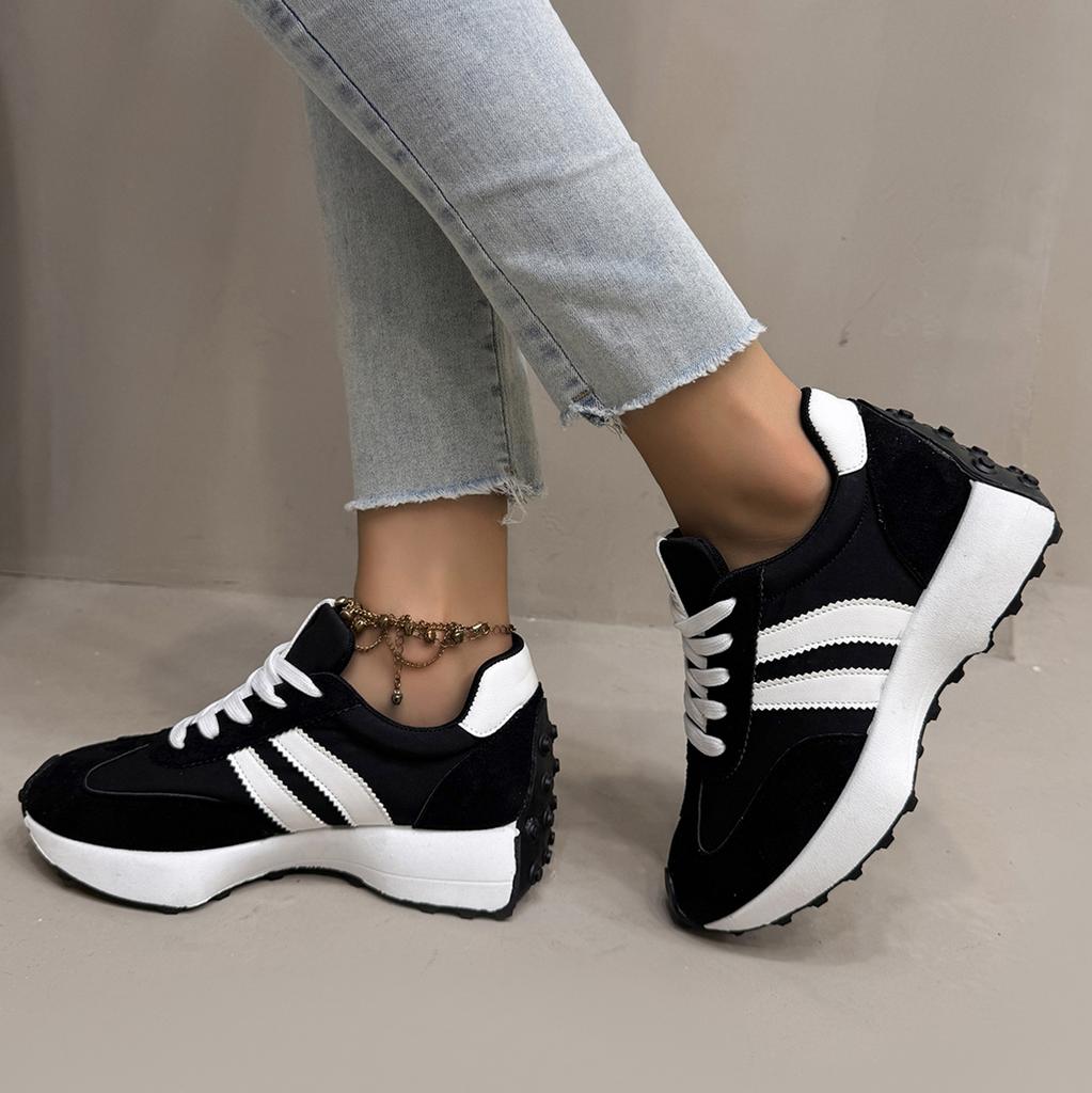 Fashionable New Style Elegant Lace Up Casual Shoes Women Spring/Autumn Round Toe Thick Sole Anti Slip Comfortable Sports Shoes