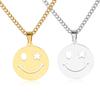 Star Eyes Smiling Face Men's Titanium Steel Jewelry Pendant Necklace